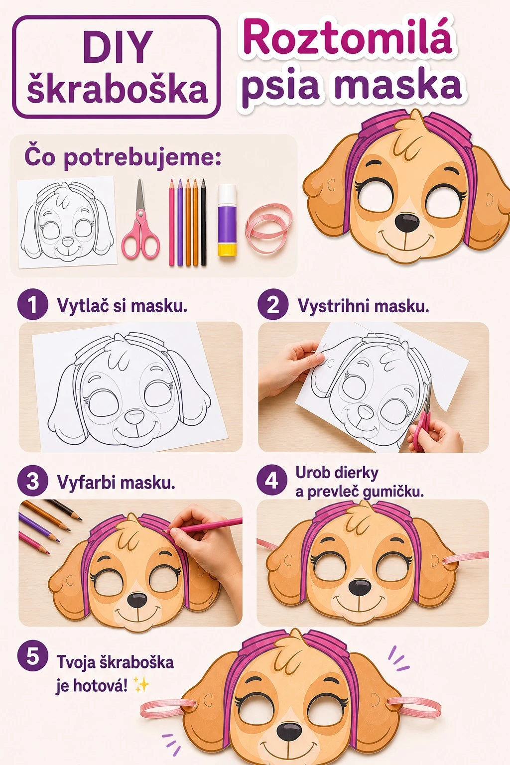 Navod DIY ako vyrobit skrabosku labkova patrola skye