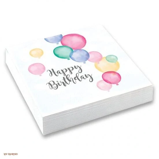 PAPIEROVÉ OBRÚSKY HAPPY BIRTHDAY – 33 × 33 CM, 20 KS