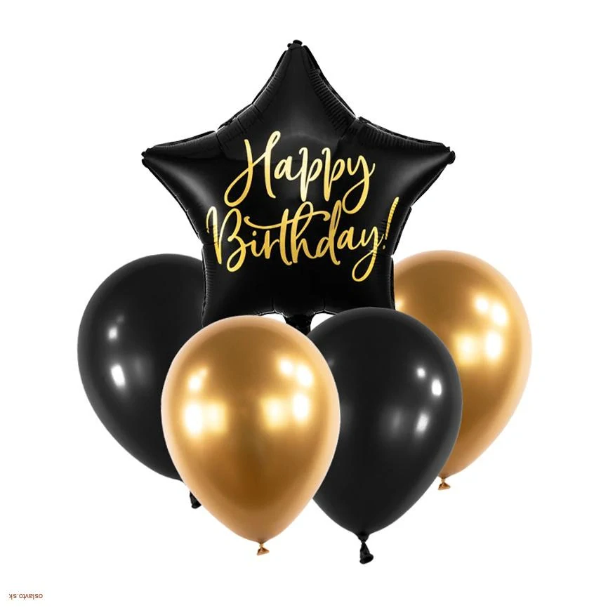 BALÓNOVÝ SET HAPPY BIRTHDAY ČIERNY - 5 KS