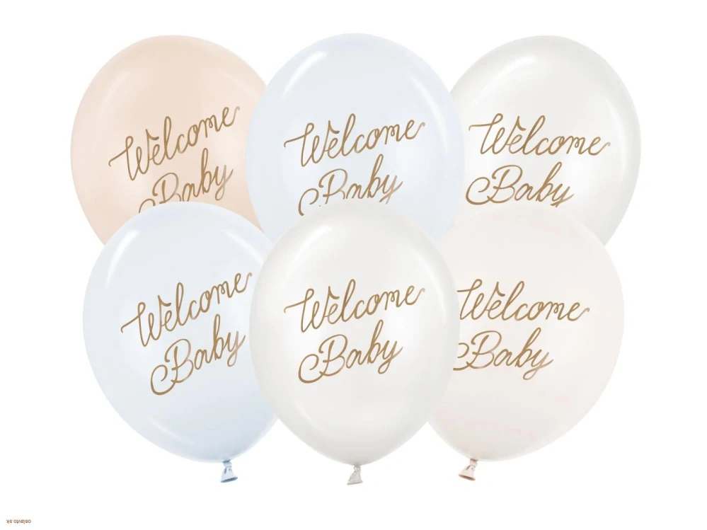 Balóniky Welcome Baby modré – 6 ks, 30 cm