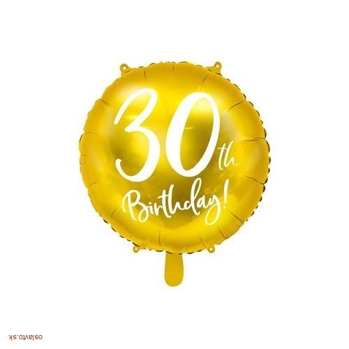 FÓLIOVÝ BALÓNIK ZLATÝ - 30TH BIRTHDAY - 45 CM