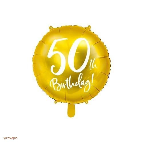FÓLIOVÝ BALÓNIK ZLATÝ - 50TH BIRTHDAY - 45 CM