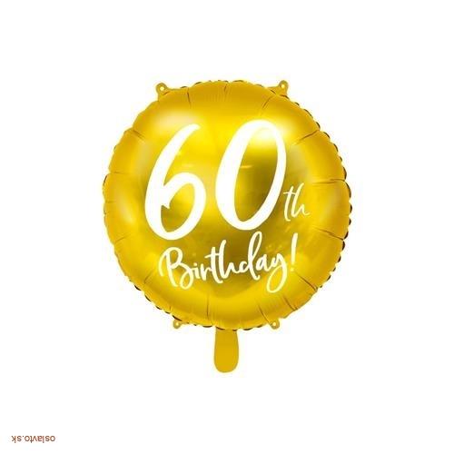 FÓLIOVÝ BALÓNIK ZLATÝ - 60TH BIRTHDAY - 45 CM