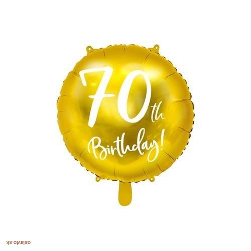 FÓLIOVÝ BALÓNIK ZLATÝ - 70TH BIRTHDAY - 45 CM