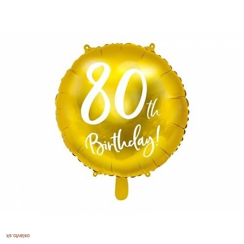 FÓLIOVÝ BALÓNIK ZLATÝ - 80TH BIRTHDAY - 45 CM