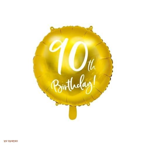 FÓLIOVÝ BALÓNIK ZLATÝ - 90TH BIRTHDAY - 45 CM