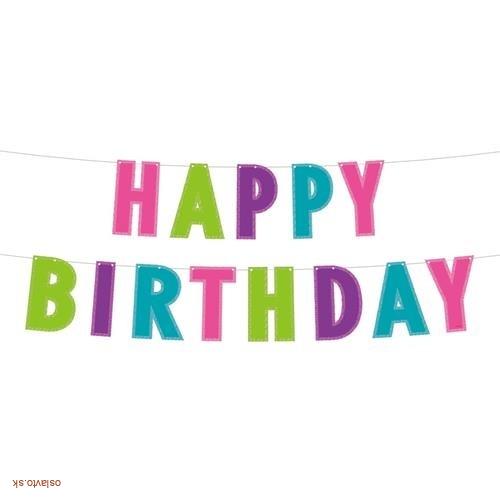 GIRLANDA / NÁPIS HAPPY BIRTHDAY - FAREBNÝ S GLITRAMI 200 CM