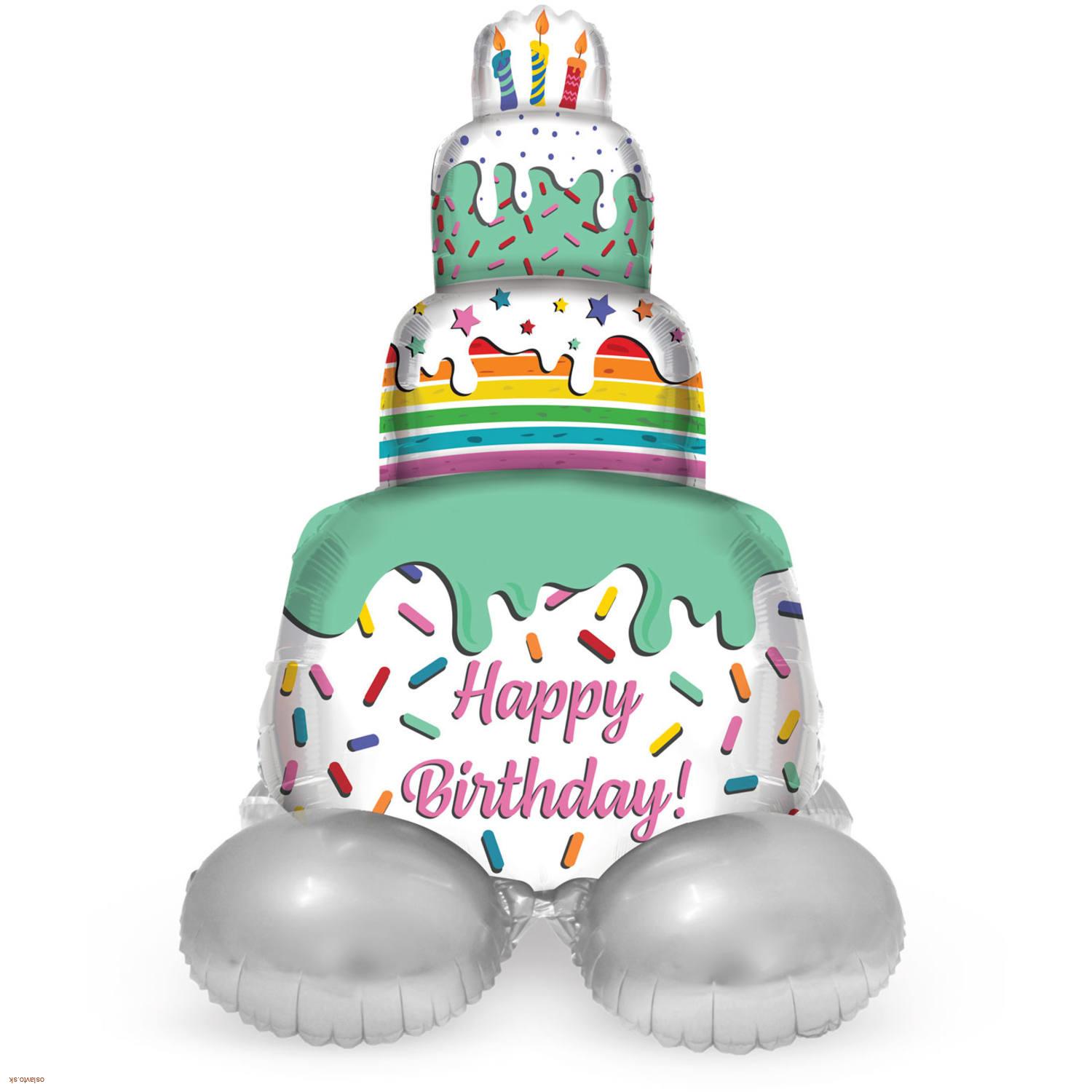 FÓLIOVÝ BALÓNIK STOJACI NARODENINOVÁ TORTA S POLEVOU - HAPPY BIRTHDAY 72 CM