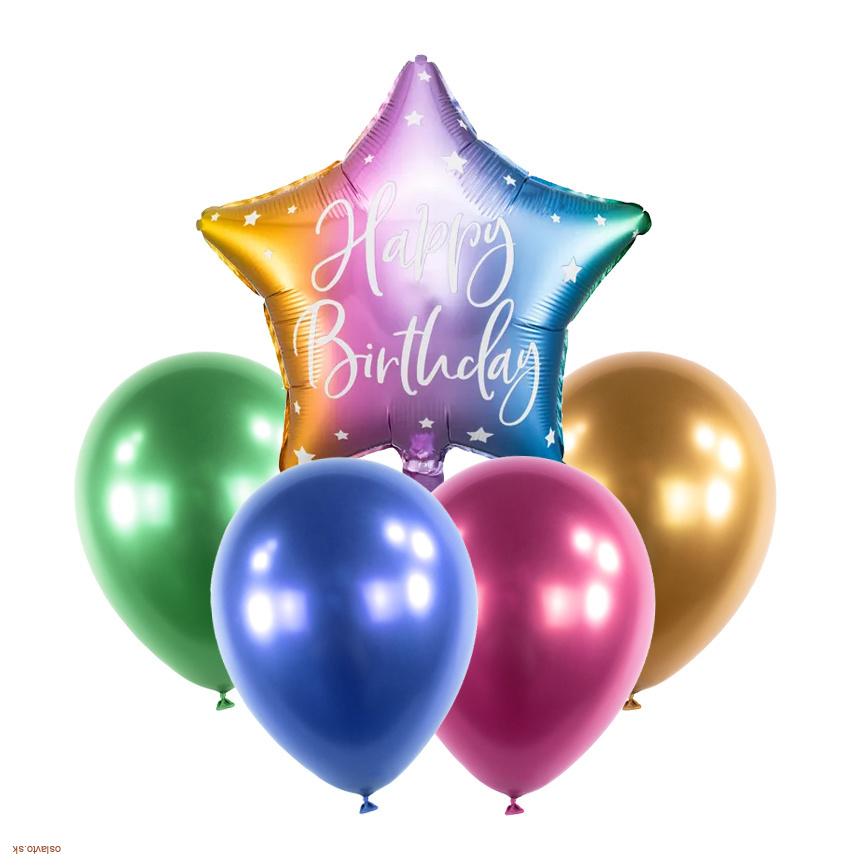 BALÓNOVÝ SET HAPPY BIRTHDAY DÚHOVÝ - 5 KS