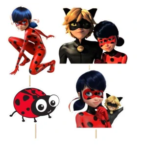 Zápichy do torty / candy bar - Miraculous Čarovná Lienka 4 ks