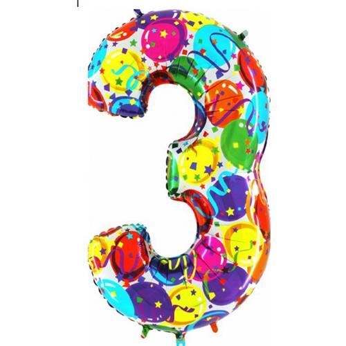 FOLIOVÁ ČÍSLICA 3- PÁRTY - 102 CM