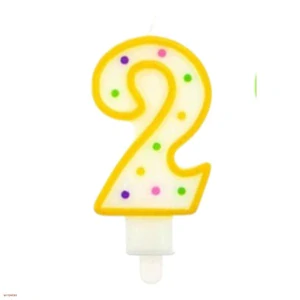TORTOVÁ SVIEČKA - ČÍSLO 2 / ŽLTÁ BODKY