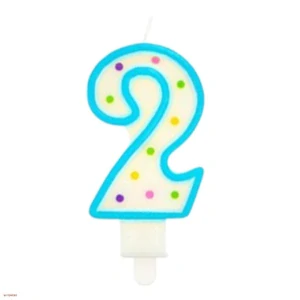 TORTOVÁ SVIEČKA - ČÍSLO 2 / MODRÁ BODKY