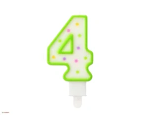 TORTOVÁ SVIEČKA - ČÍSLO 4 / ZELENÁ BODKY