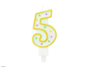  TORTOVÁ SVIEČKA - ČÍSLO 5 / ŽLTÁ BODKY