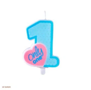 TORTOVÁ SVIEČKA - ČÍSLO 1 / MODRÁ SO SRDIEČKOM