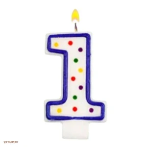 TORTOVÁ SVIEČKA - ČÍSLO 1 / MODRÁ BODKOVANÁ