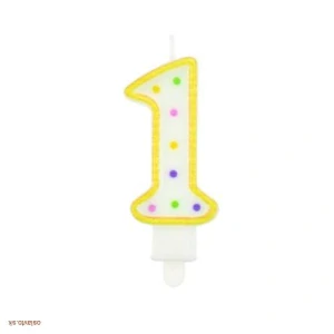 TORTOVÁ SVIEČKA - ČÍSLO 1 / ŽLTÁ BODKY