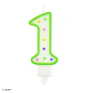 TORTOVÁ SVIEČKA - ČÍSLO 1 / ZELENÁ BODKY