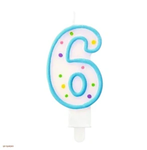 TORTOVÁ SVIEČKA - ČÍSLO 6 / MODRÁ BODKY