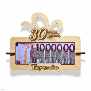 Drevená obálka na peniaze – Tvoj prvý milión k 30. narodeniny / výročie