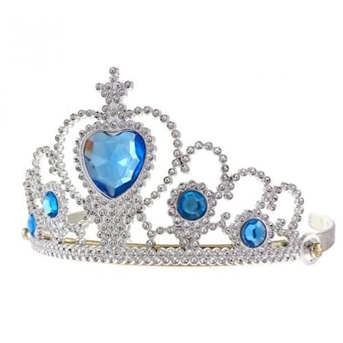 Korunka pre princeznú strieborná s modrými kameňmi