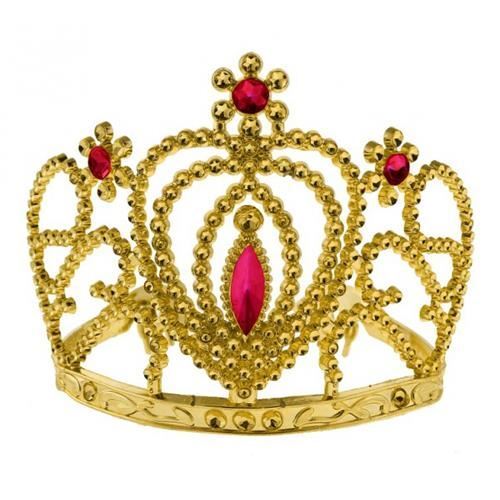 KORUNKA PRE PRINCEZNÉ S TM. RŮŽOVÝMI KAMEŇMI - ZLATÁ
