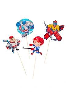 Zápichy do torty / candy bar - Hokej 4 ks