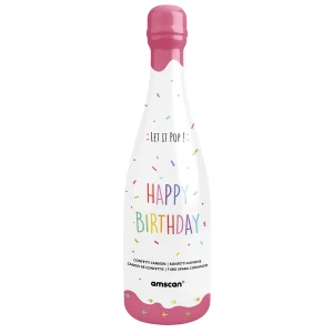 VYSTREĽOVACIE KONFETY VO FĽAŠI RUŽOVÉ ŠAMPANSKÉ / FAREBNÉ 32 CM