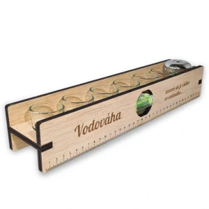 VTIPNÝ DARČEK DREVENÁ VODOVÁHA / 6 POHÁRIKOV A ZVONČEK