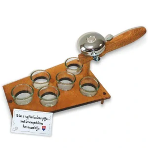VTIPNÝ DARČEK DREVENÁ KELŇA / 6 POHÁRIKOV A ZVONČEK