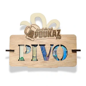 Drevená darčeková obálka na peniaze alebo poukaz (pivo) – originálny darček pre mužov