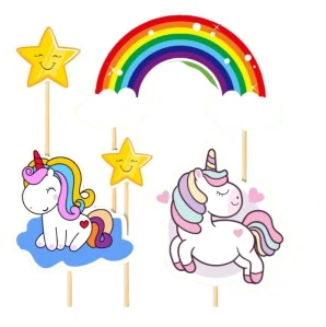 Zápichy do torty / candy bar - Jednorožec 5 ks