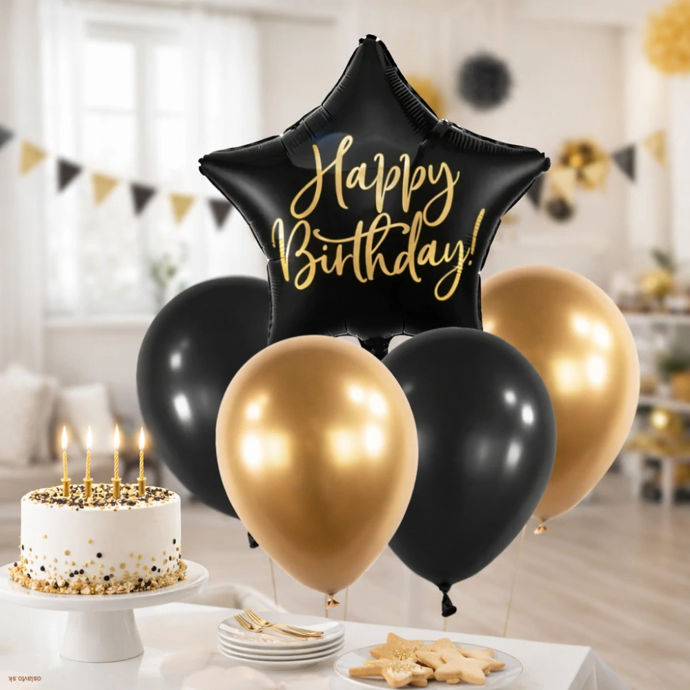 BALÓNOVÝ SET HAPPY BIRTHDAY ČIERNY - 5 KS