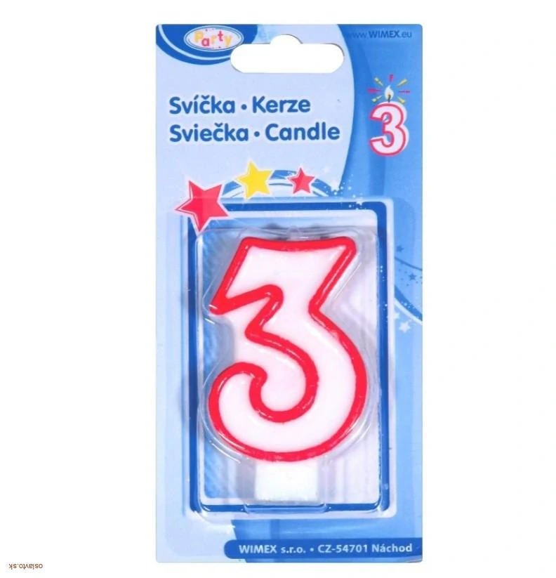 TORTOVÁ SVIEČKA - ČÍSLO 3 / ČERVENÁ