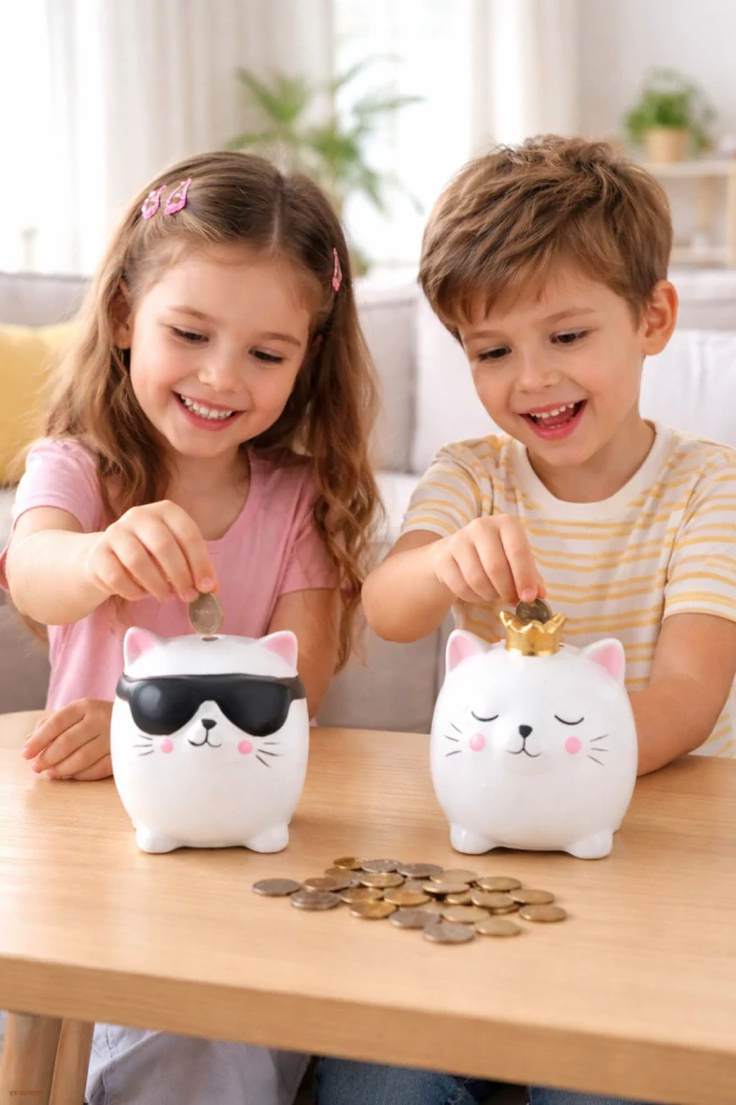 Pokladnička MAČKA so zlatou korunkou – keramická pokladnička pre deti