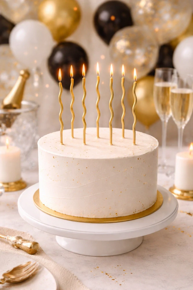 Točené narodeninové tortové sviečky zlaté 14 cm – 8 ks