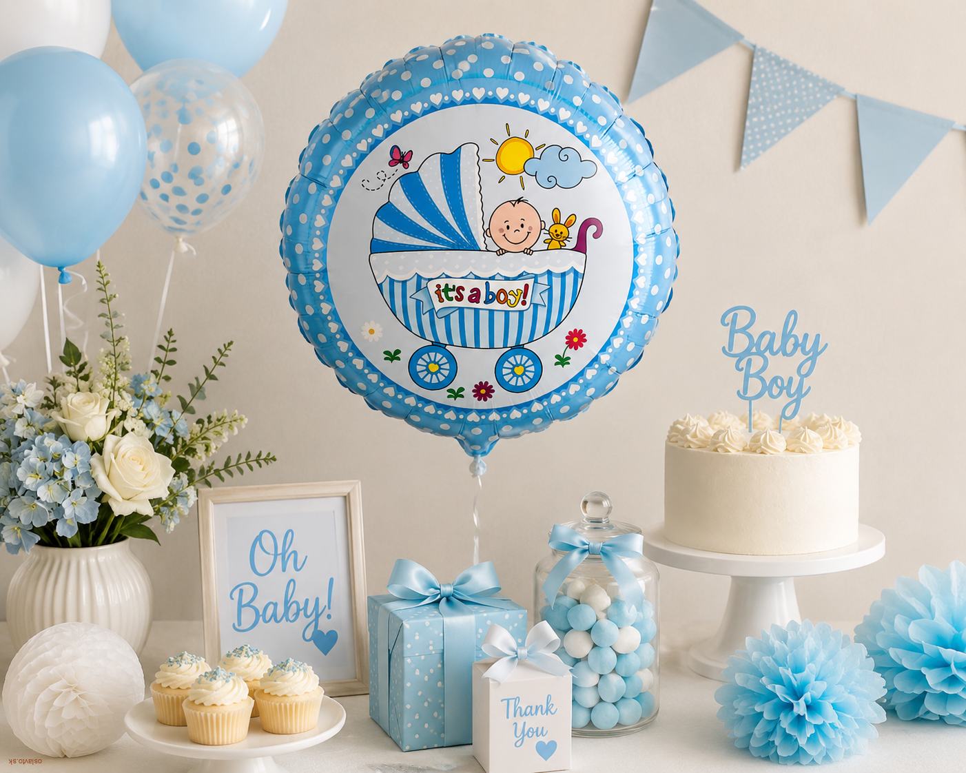 Fóliový balón okrúhly It’s a Boy / 46 cm