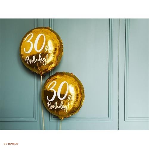 FÓLIOVÝ BALÓNIK ZLATÝ - 30TH BIRTHDAY - 45 CM