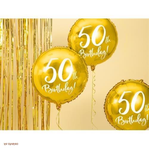 FÓLIOVÝ BALÓNIK ZLATÝ - 50TH BIRTHDAY - 45 CM