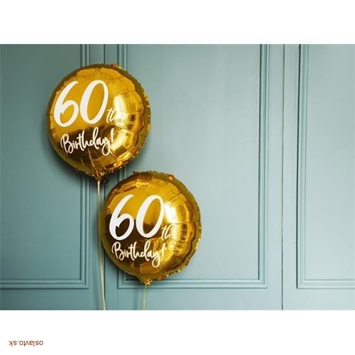 FÓLIOVÝ BALÓNIK ZLATÝ - 60TH BIRTHDAY - 45 CM