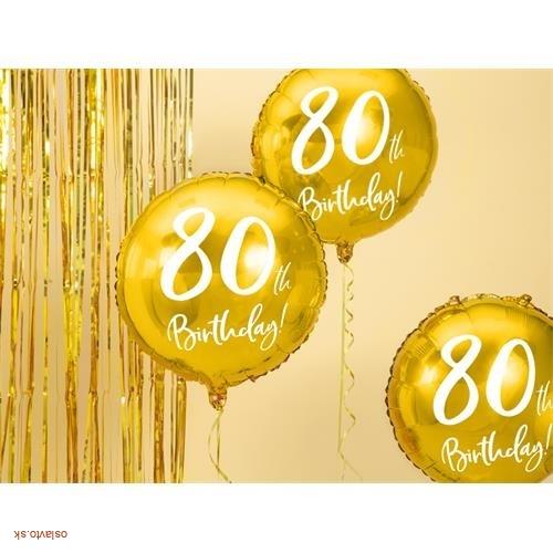 FÓLIOVÝ BALÓNIK ZLATÝ - 80TH BIRTHDAY - 45 CM