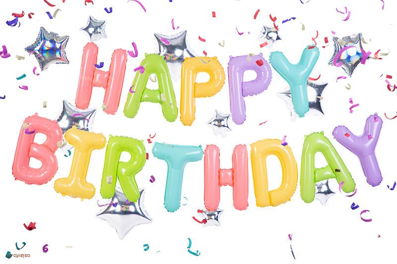 FÓLIOVÝ NÁPIS HAPPY BIRTHDAY MACARON MIX 395 X 35 CM