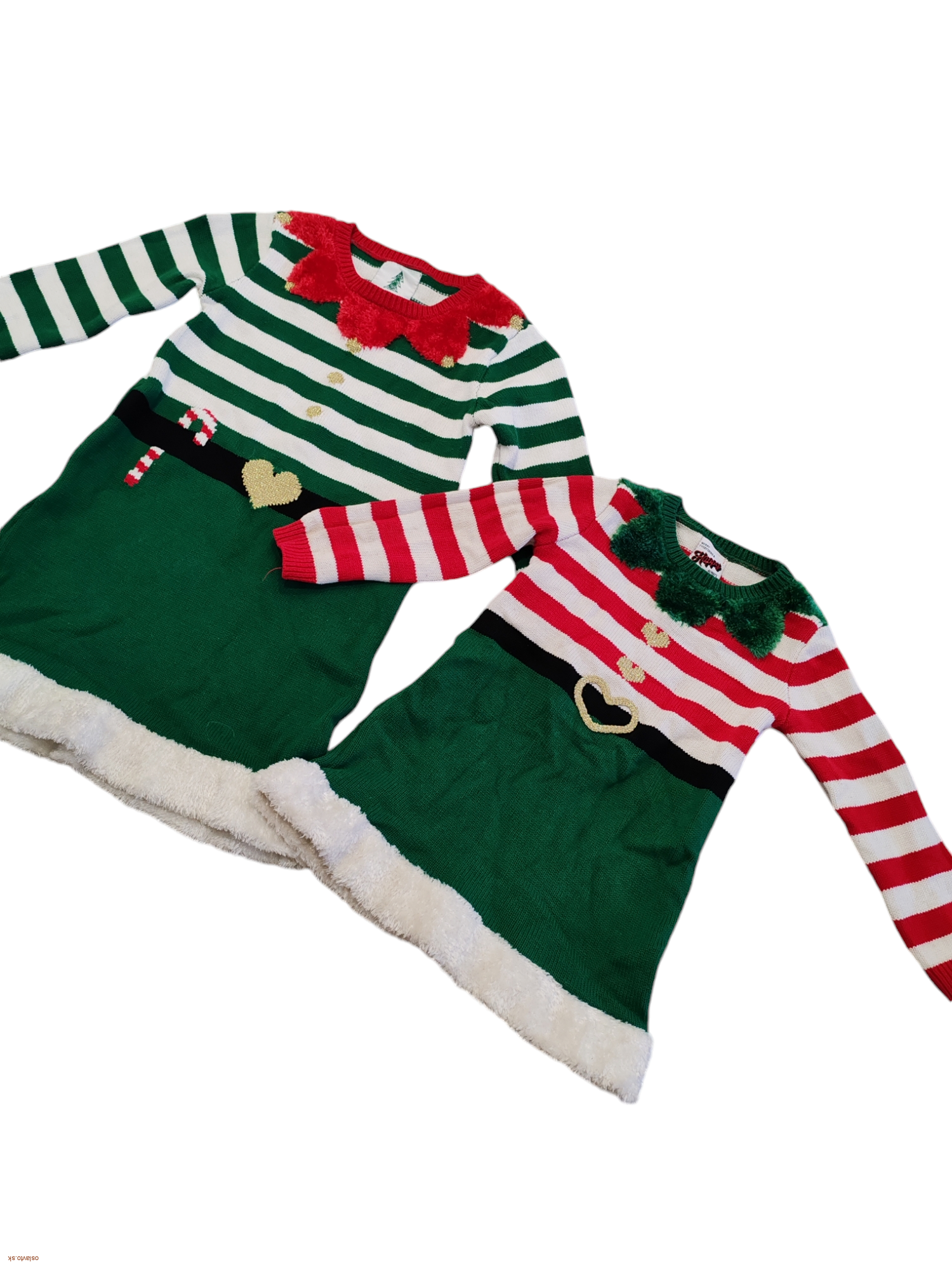 Vianočné šaty pletené so srdiečkami 1-2r / 80-86