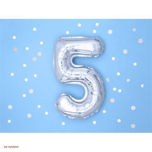 FOLIOVÁ ČÍSLICA - STRIEBORNÁ 5 - 35 CM