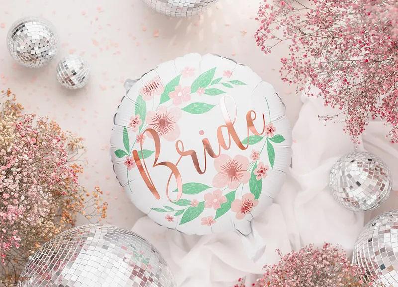 Fóliový balón Bride- Nevesta 35cm, kvetinový motív
