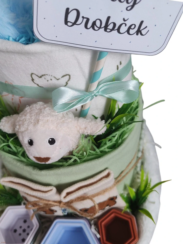 Plienková torta pre chlapca – dar pre novorodenca s výbavou