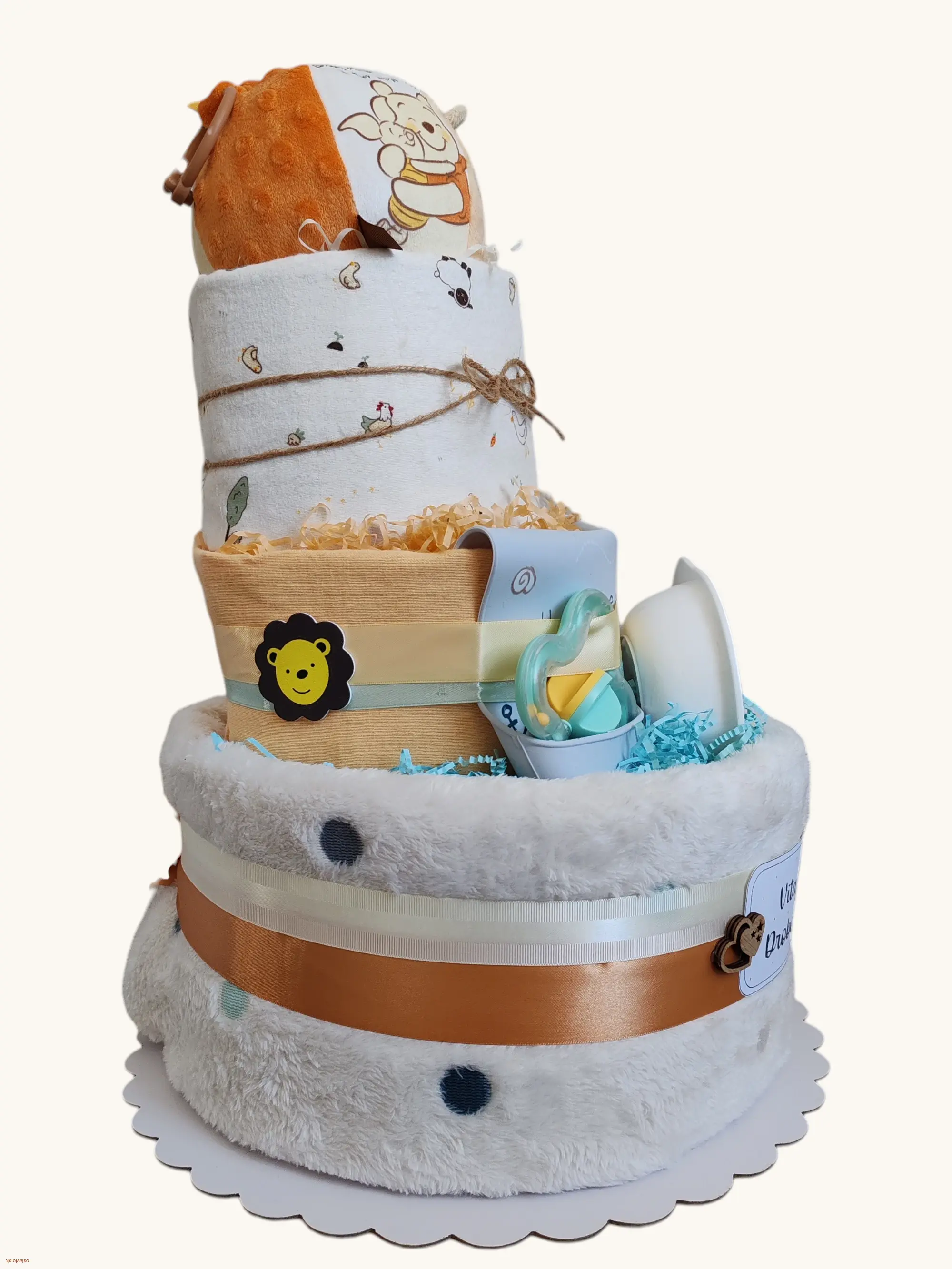 Plienková torta pre chlapca - Vitaj drobček / dar pre novorodenca s výbavou