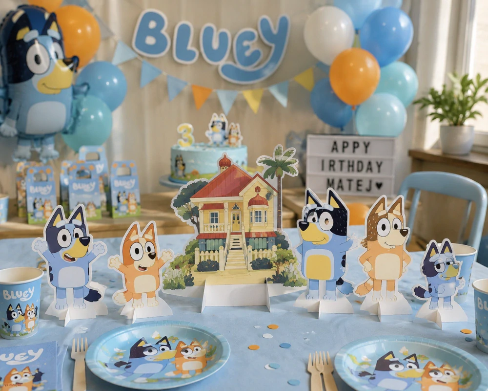 Súprava dekorácií na stôl postavičky Bluey 7 ks