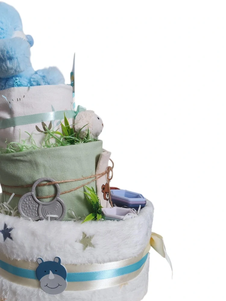 Plienková torta pre chlapca – dar pre novorodenca s výbavou